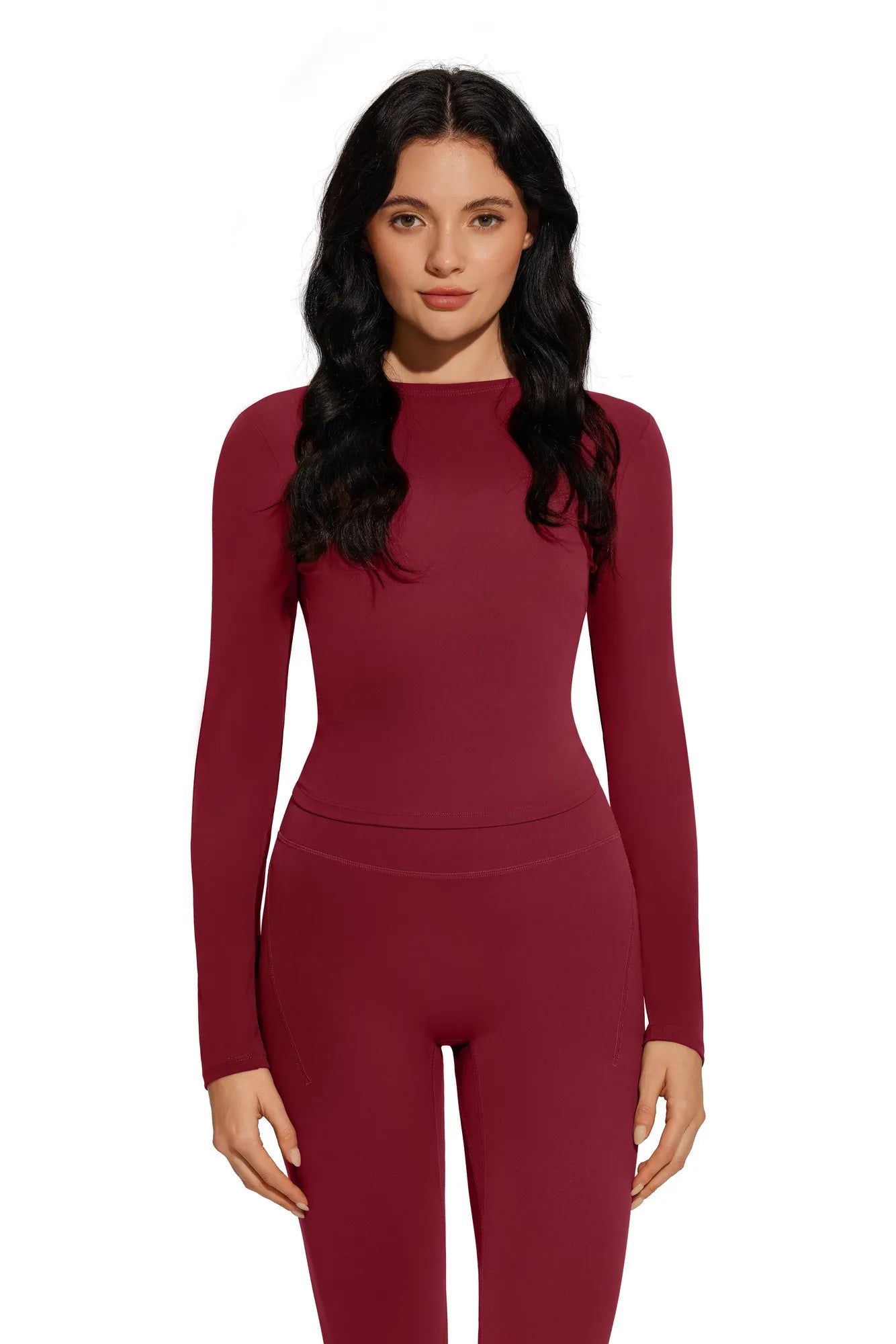Tie Front Wrap Tops Leggings Outfits - Long Sleeve