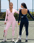 Tie Front Wrap Tops Leggings Outfits - Long Sleeve