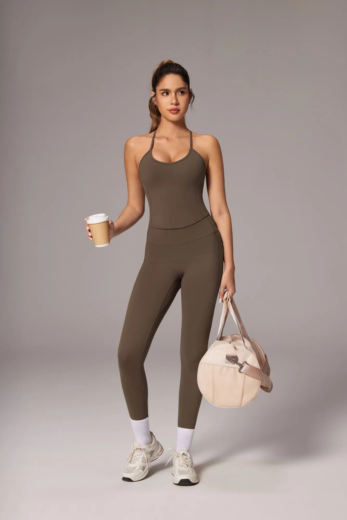 Y Back Top Leggings Workout Sets-SUUKSESS-Brown-XS-SUUKSESS