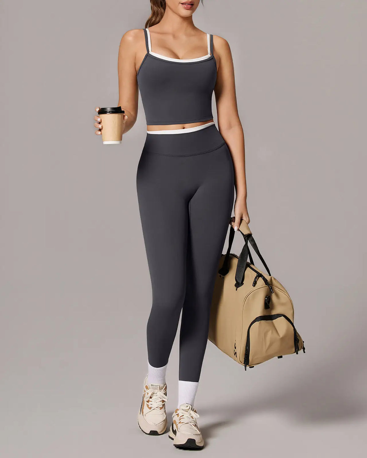 Padded Crop Camis Leggings Workout Set