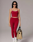 Padded Crop Camis Leggings Workout Set