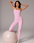 Twist Back Leggings Workout Sets-SUUKSESS-Pink-XS-SUUKSESS