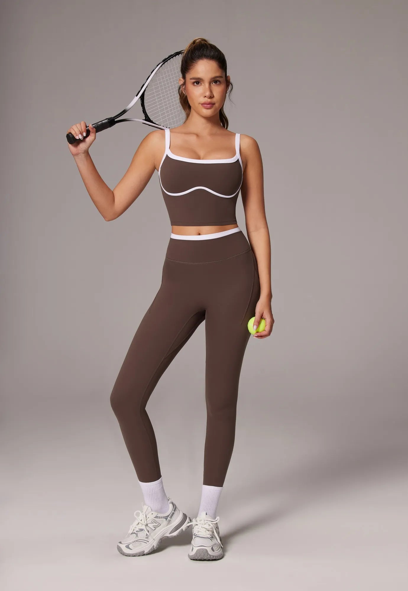 Color Block Layered Workout Sets-SUUKSESS-Brown-XS-SUUKSESS