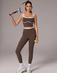 Color Block Layered Workout Sets-SUUKSESS-Brown-XS-SUUKSESS