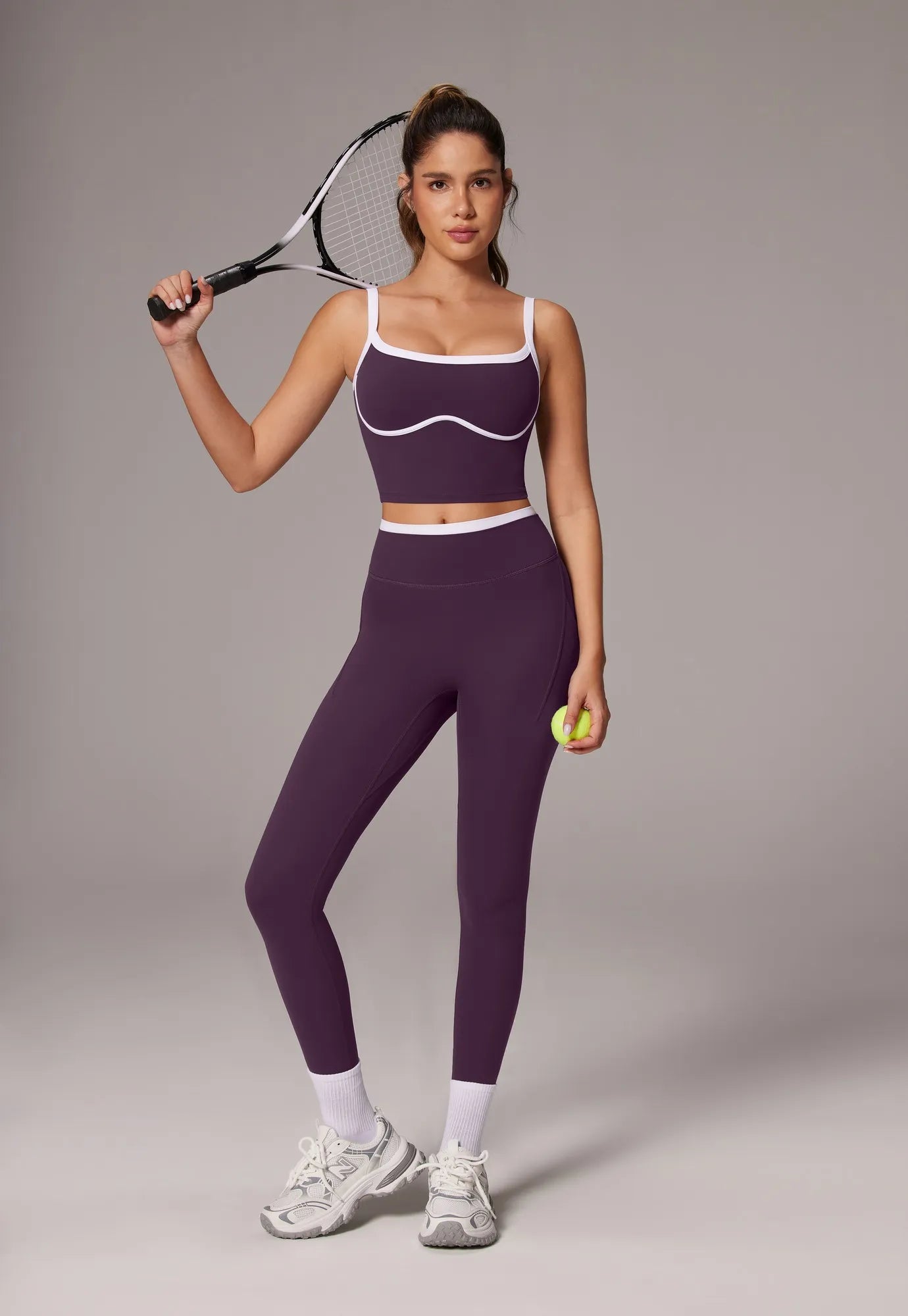 Color Block Layered Workout Sets-SUUKSESS-Violet-XS-SUUKSESS
