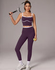Color Block Layered Workout Sets-SUUKSESS-Violet-XS-SUUKSESS