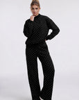 Cotton Mock Neck Sweatshirt Wide Pant Outfit