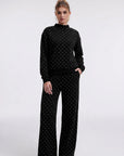 Cotton Mock Neck Sweatshirt Wide Pant Outfit