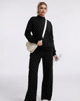 Cotton Mock Neck Sweatshirt Wide Pant Outfit