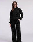 Cotton Mock Neck Sweatshirt Wide Pant Outfit
