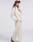 Cotton Mock Neck Sweatshirt Wide Pant Outfit