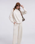 Cotton Mock Neck Sweatshirt Wide Pant Outfit