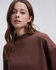 Cotton Mock Neck Sweatshirt Wide Pant Outfit
