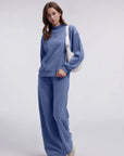 Cotton Mock Neck Sweatshirt Wide Pant Outfit