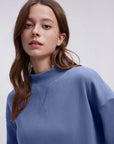 Cotton Mock Neck Sweatshirt Wide Pant Outfit