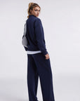 Cotton Mock Neck Sweatshirt Wide Pant Outfit