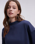 Cotton Mock Neck Sweatshirt Wide Pant Outfit