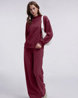 Cotton Mock Neck Sweatshirt Wide Pant Outfit