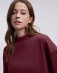 Cotton Mock Neck Sweatshirt Wide Pant Outfit