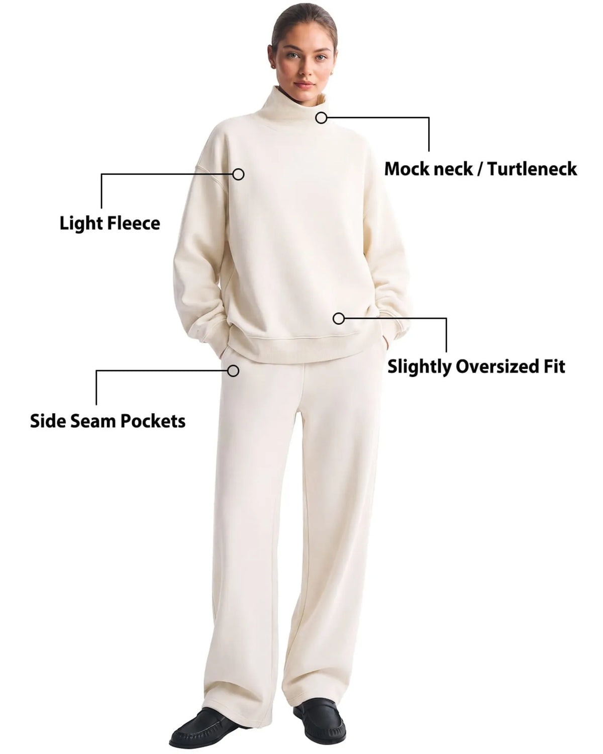 Mock Neck Sweatsuits Lounge Outfit
