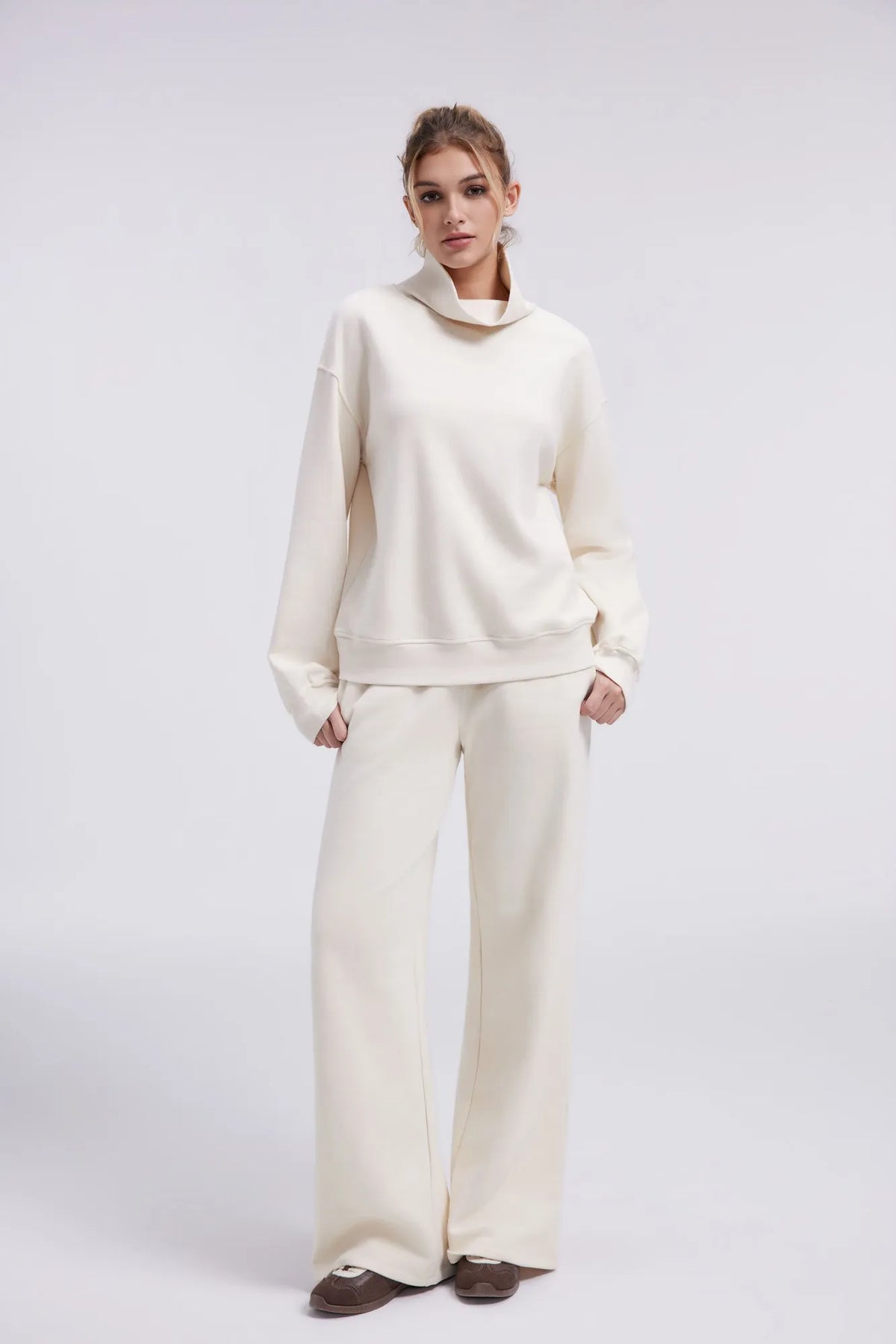 Mock Neck Sweatsuits Lounge Outfit