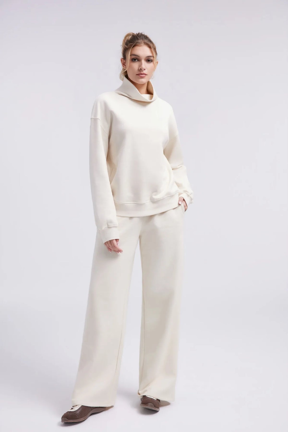 Mock Neck Sweatsuits Lounge Outfit