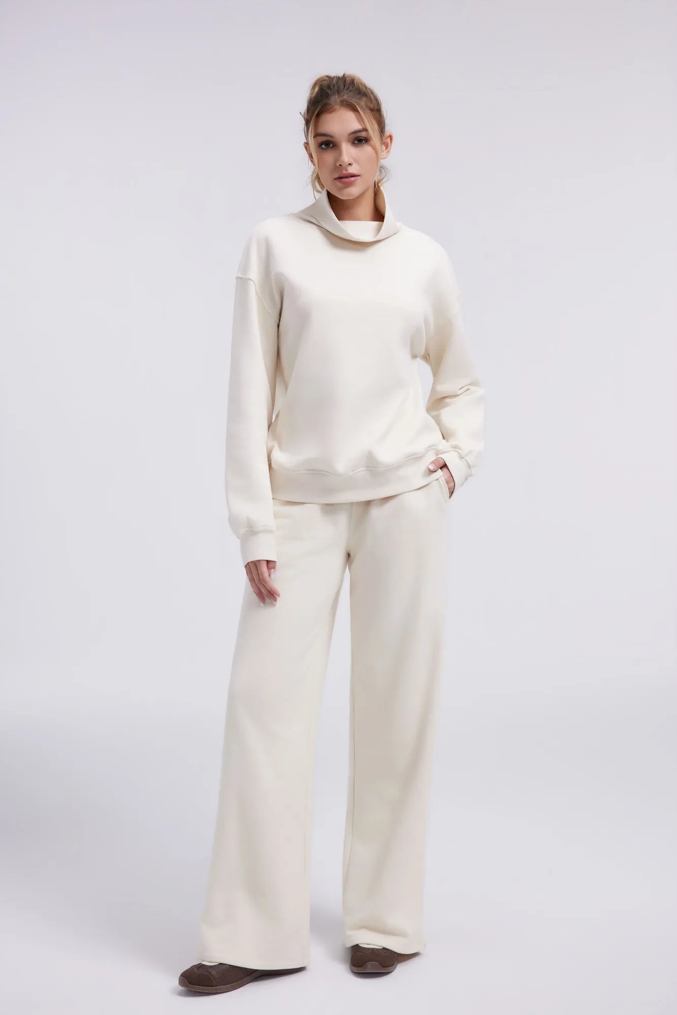 Mock Neck Sweatsuits Lounge Outfit