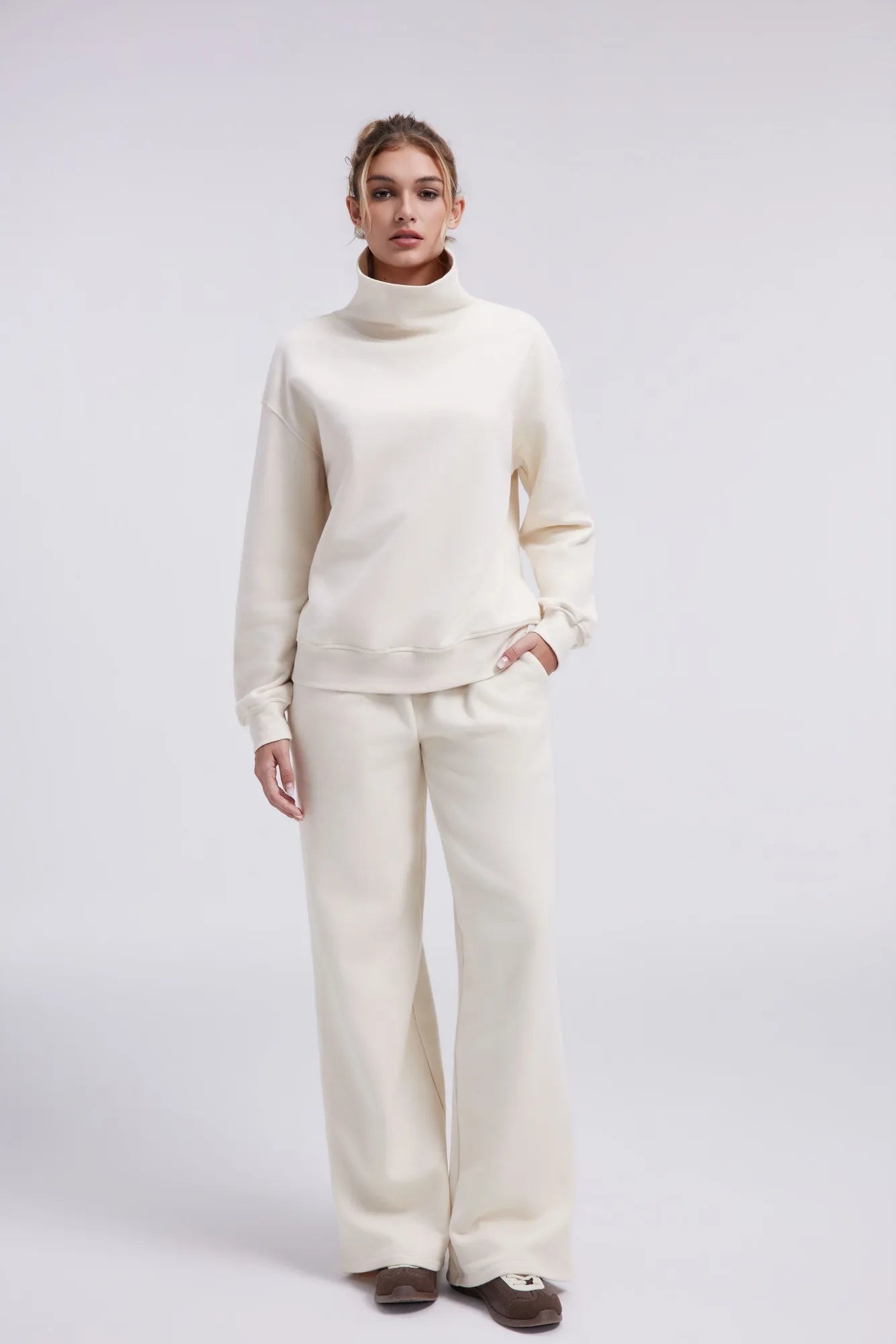 Mock Neck Sweatsuits Lounge Outfit