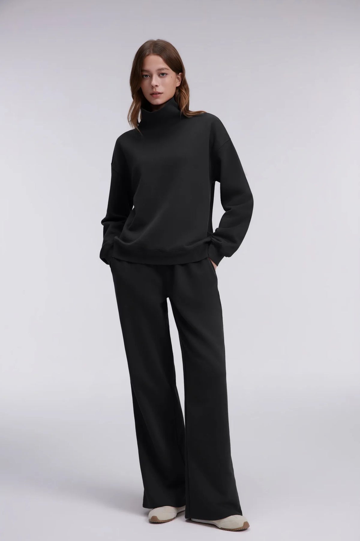 Mock Neck Sweatsuits Lounge Outfit