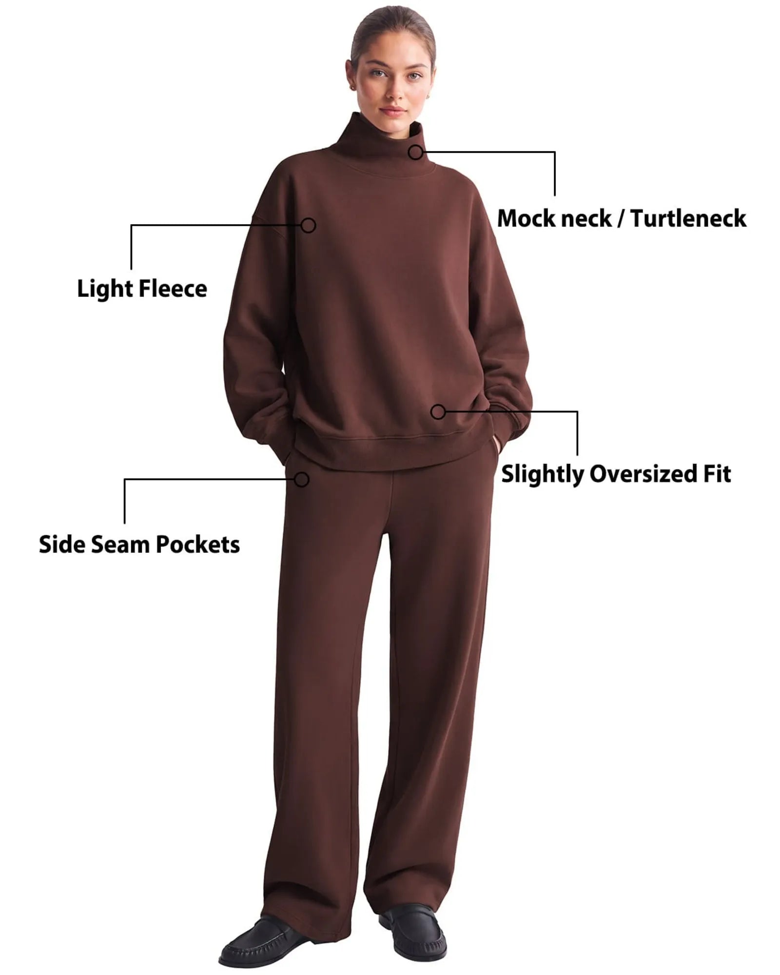 Mock Neck Sweatsuits Lounge Outfit