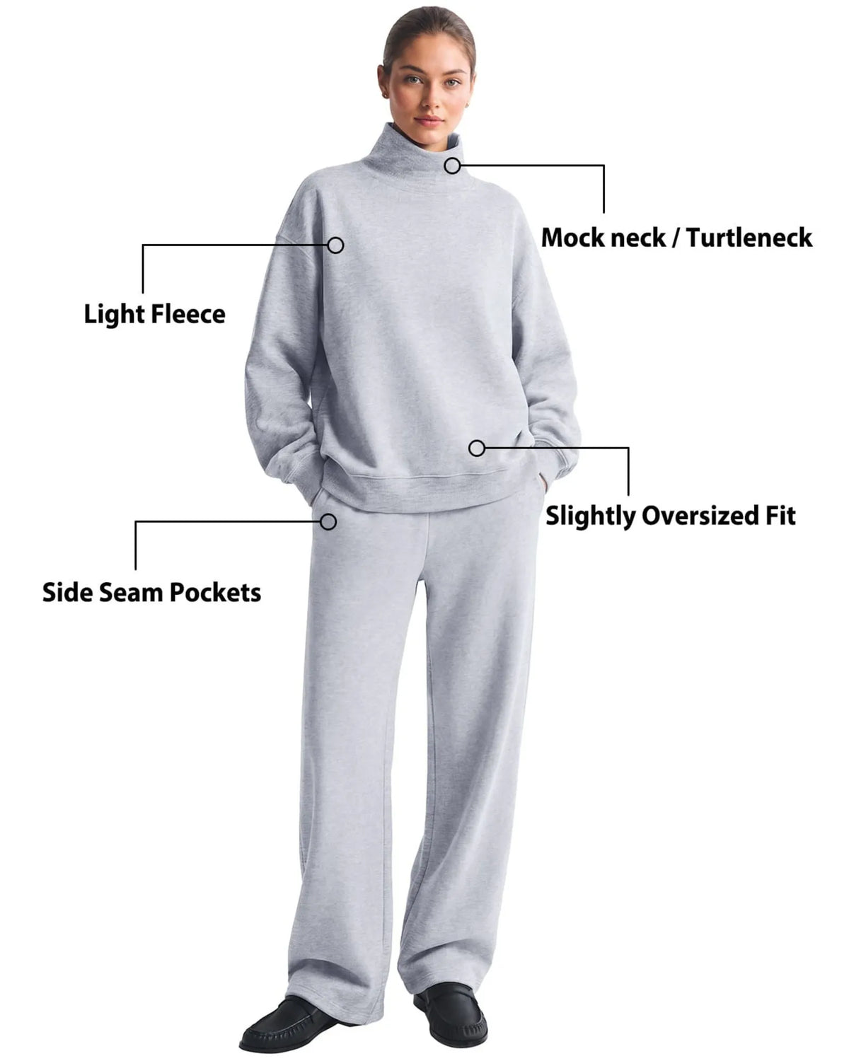 Mock Neck Sweatsuits Lounge Outfit