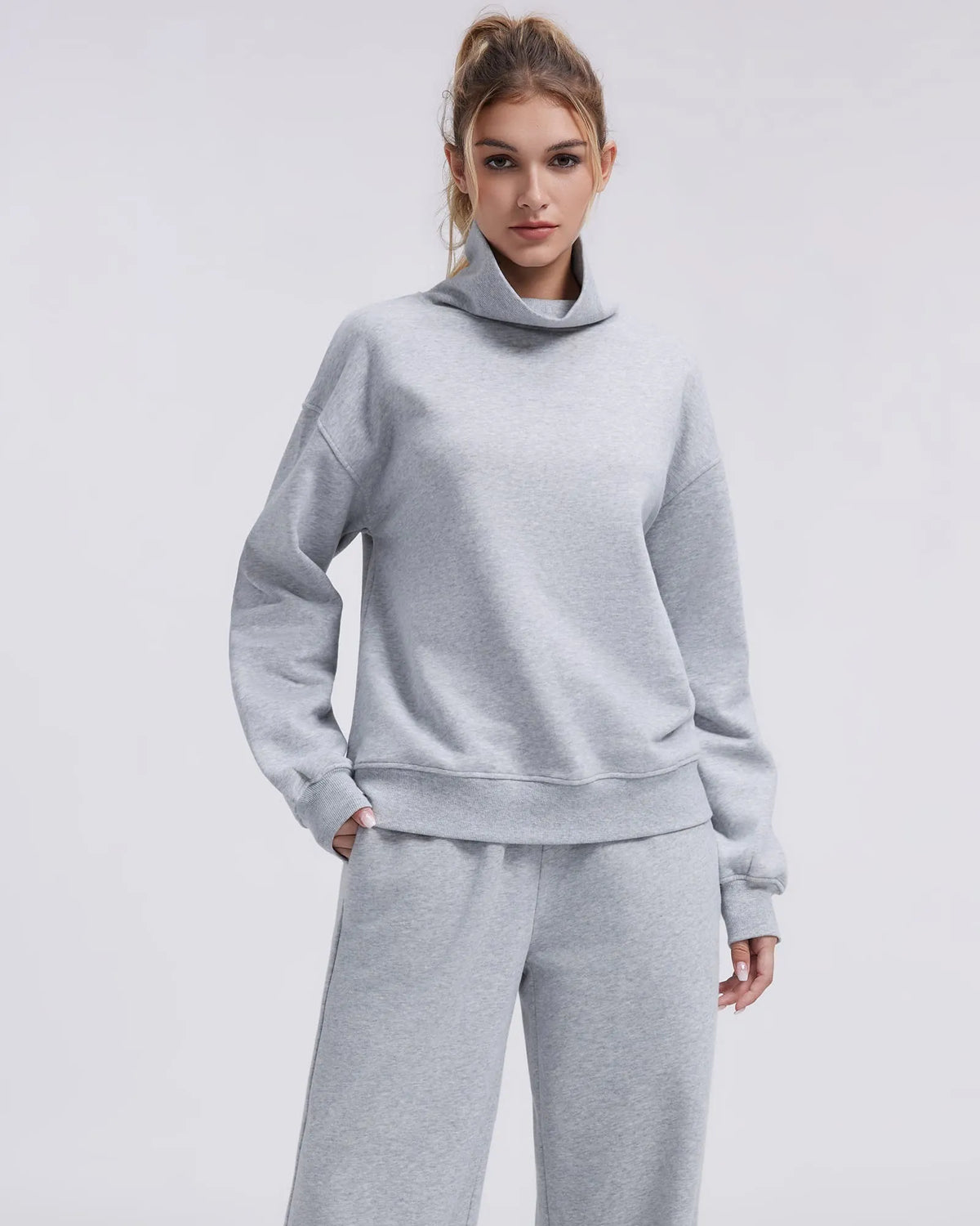 Mock Neck Sweatsuits Lounge Outfit
