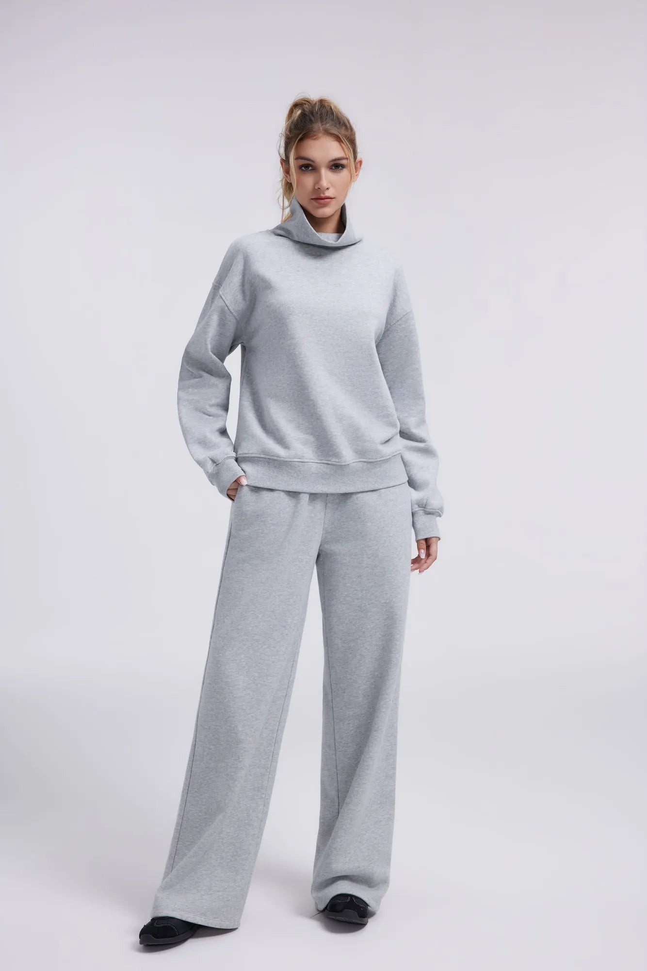 Mock Neck Sweatsuits Lounge Outfit