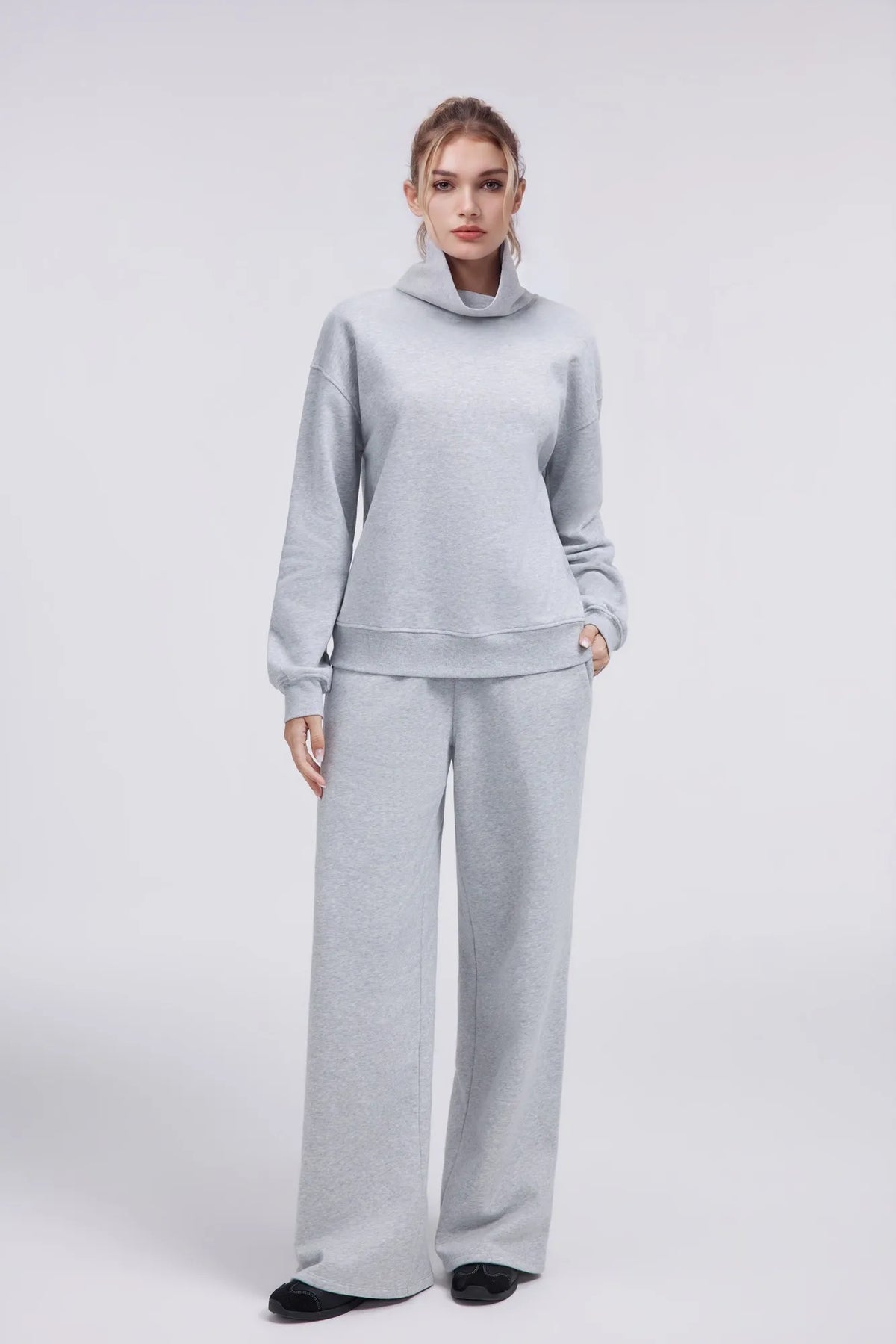 Mock Neck Sweatsuits Lounge Outfit