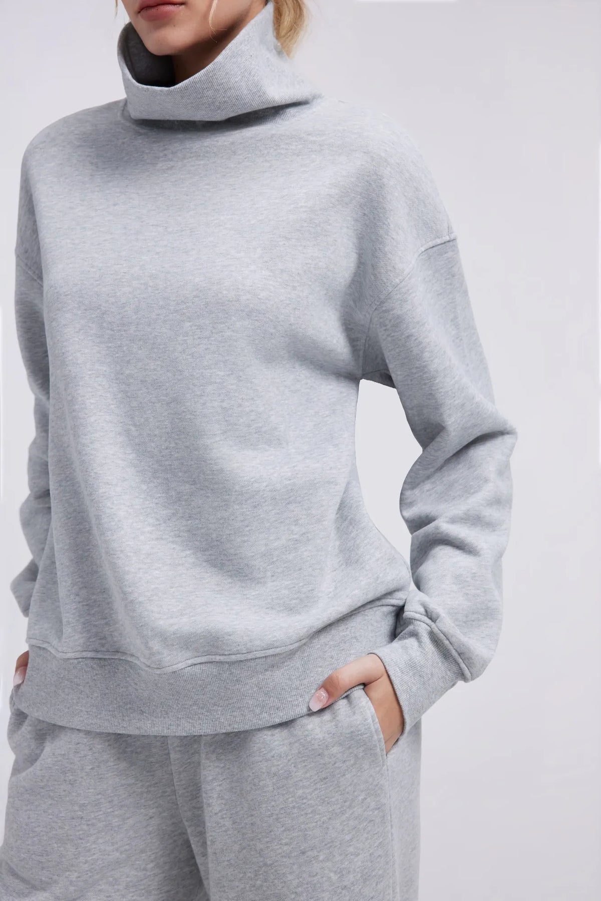 Mock Neck Sweatsuits Lounge Outfit