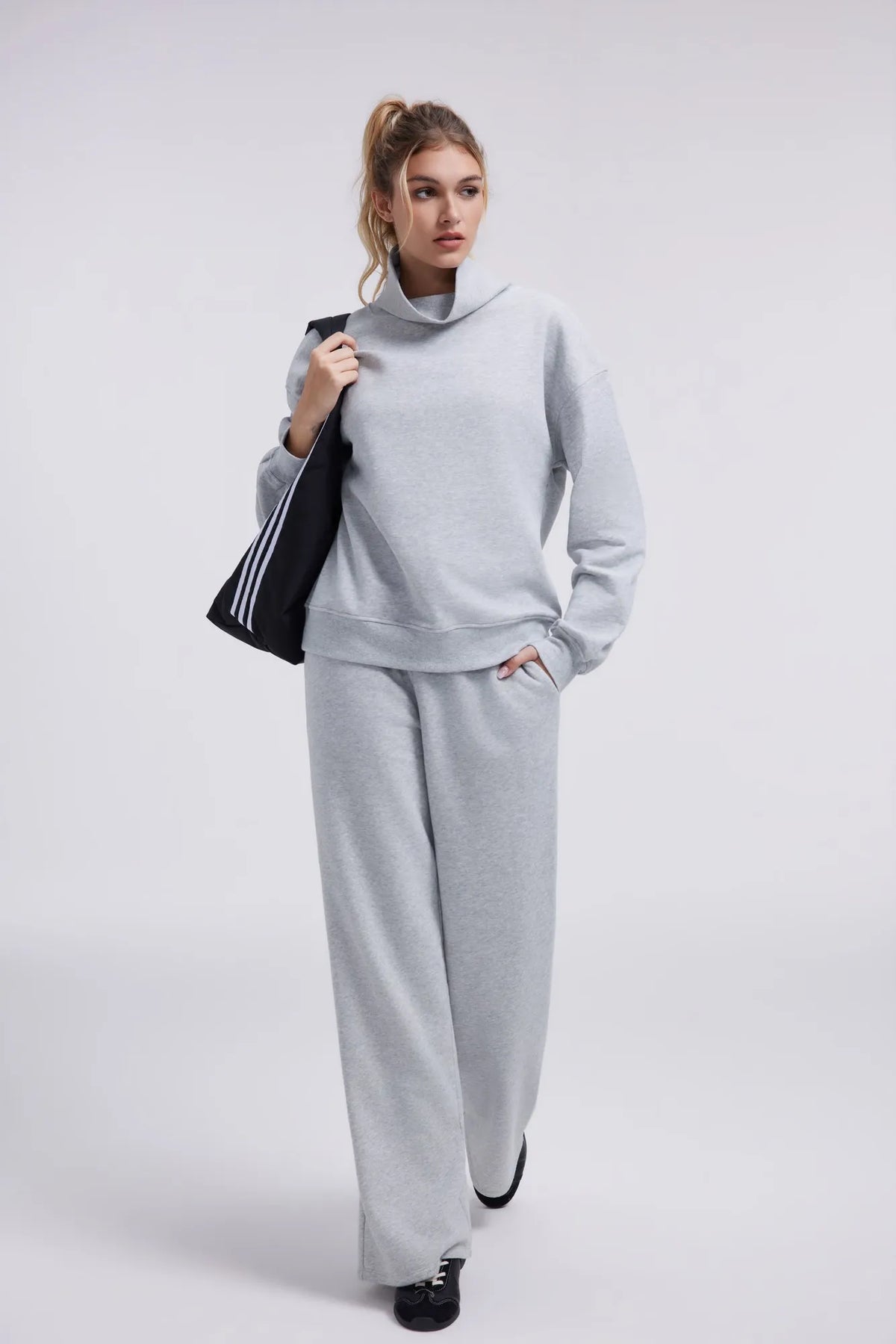 Mock Neck Sweatsuits Lounge Outfit