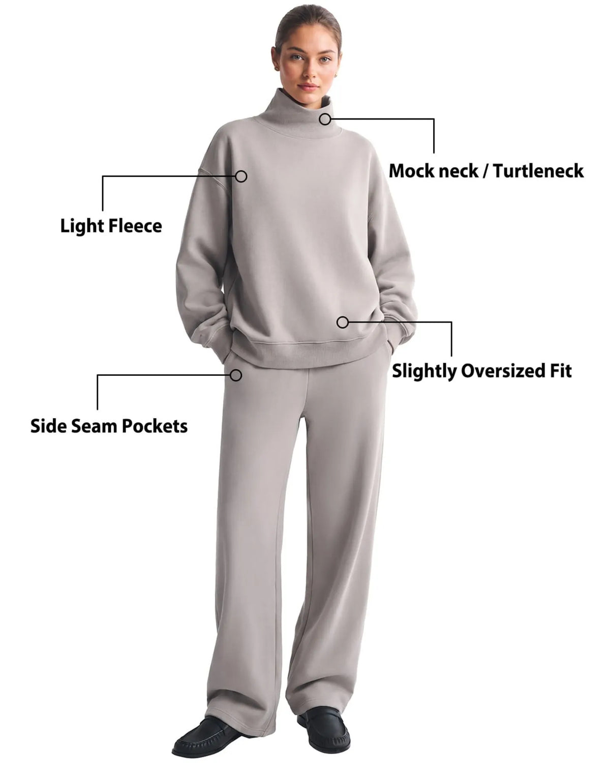 Mock Neck Sweatsuits Lounge Outfit