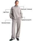 Mock Neck Sweatsuits Lounge Outfit
