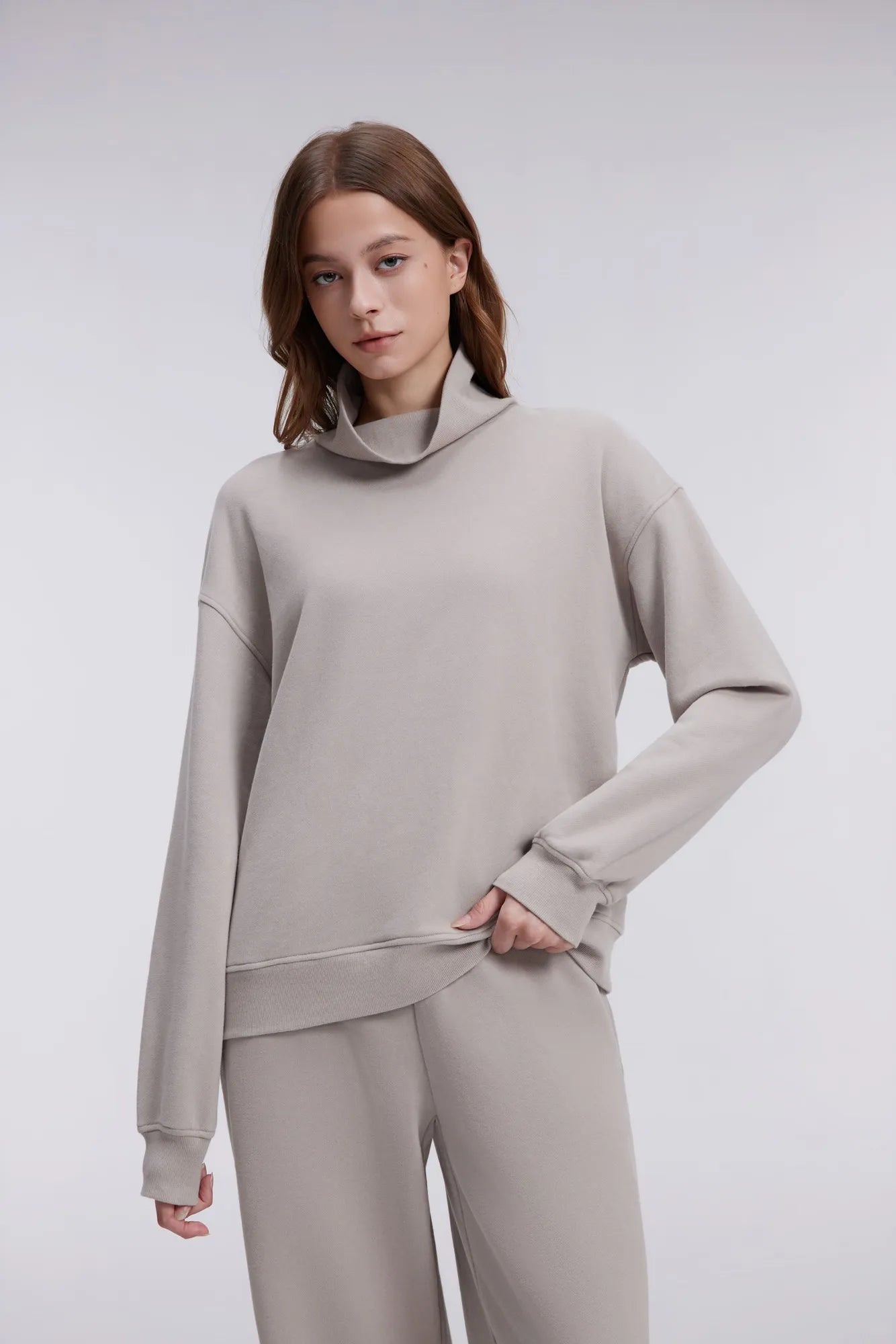 Mock Neck Sweatsuits Lounge Outfit