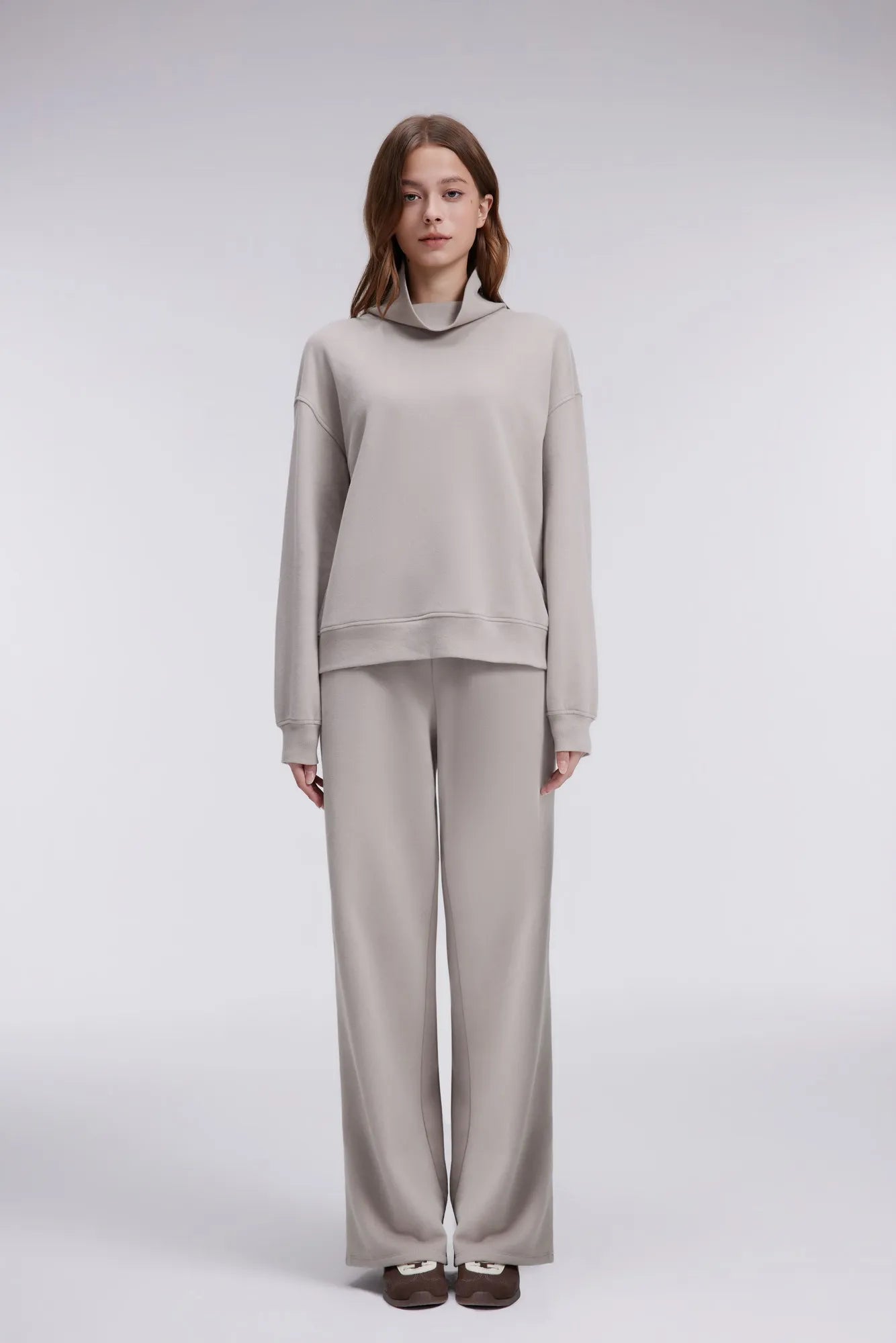 Mock Neck Sweatsuits Lounge Outfit