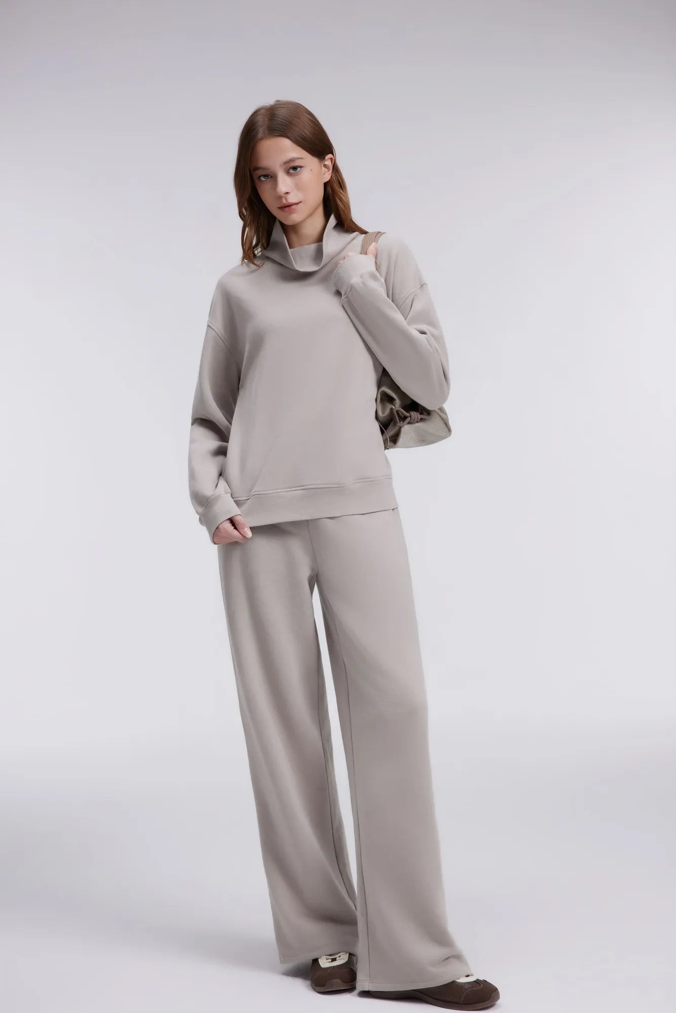 Mock Neck Sweatsuits Lounge Outfit