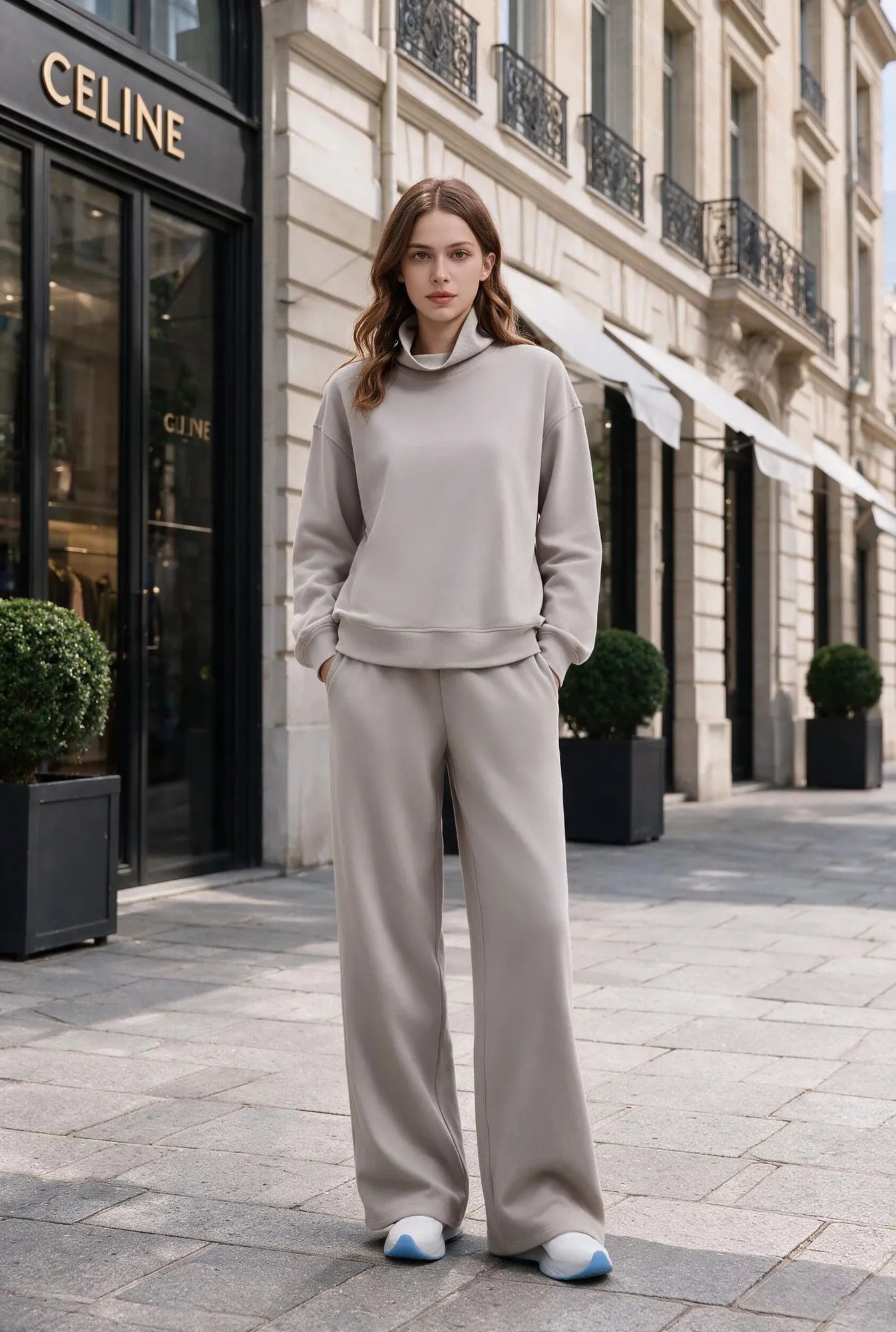 Mock Neck Sweatsuits Lounge Outfit