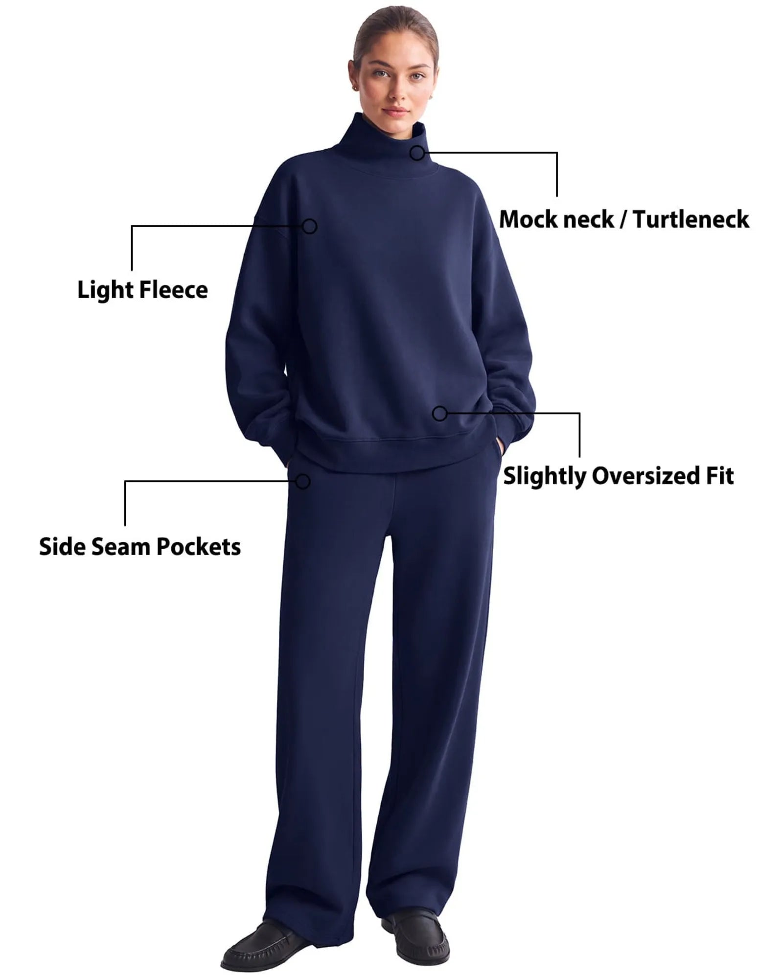 Mock Neck Sweatsuits Lounge Outfit