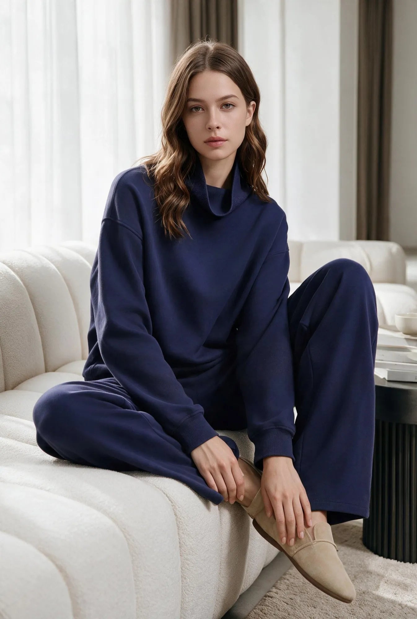 Mock Neck Sweatsuits Lounge Outfit