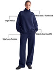 Mock Neck Sweatsuits Lounge Outfit