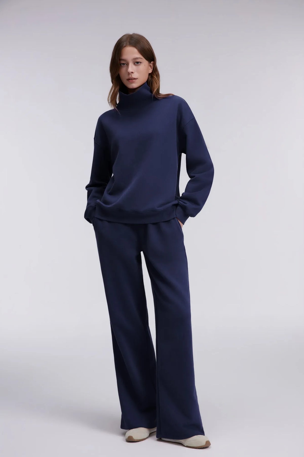 Mock Neck Sweatsuits Lounge Outfit