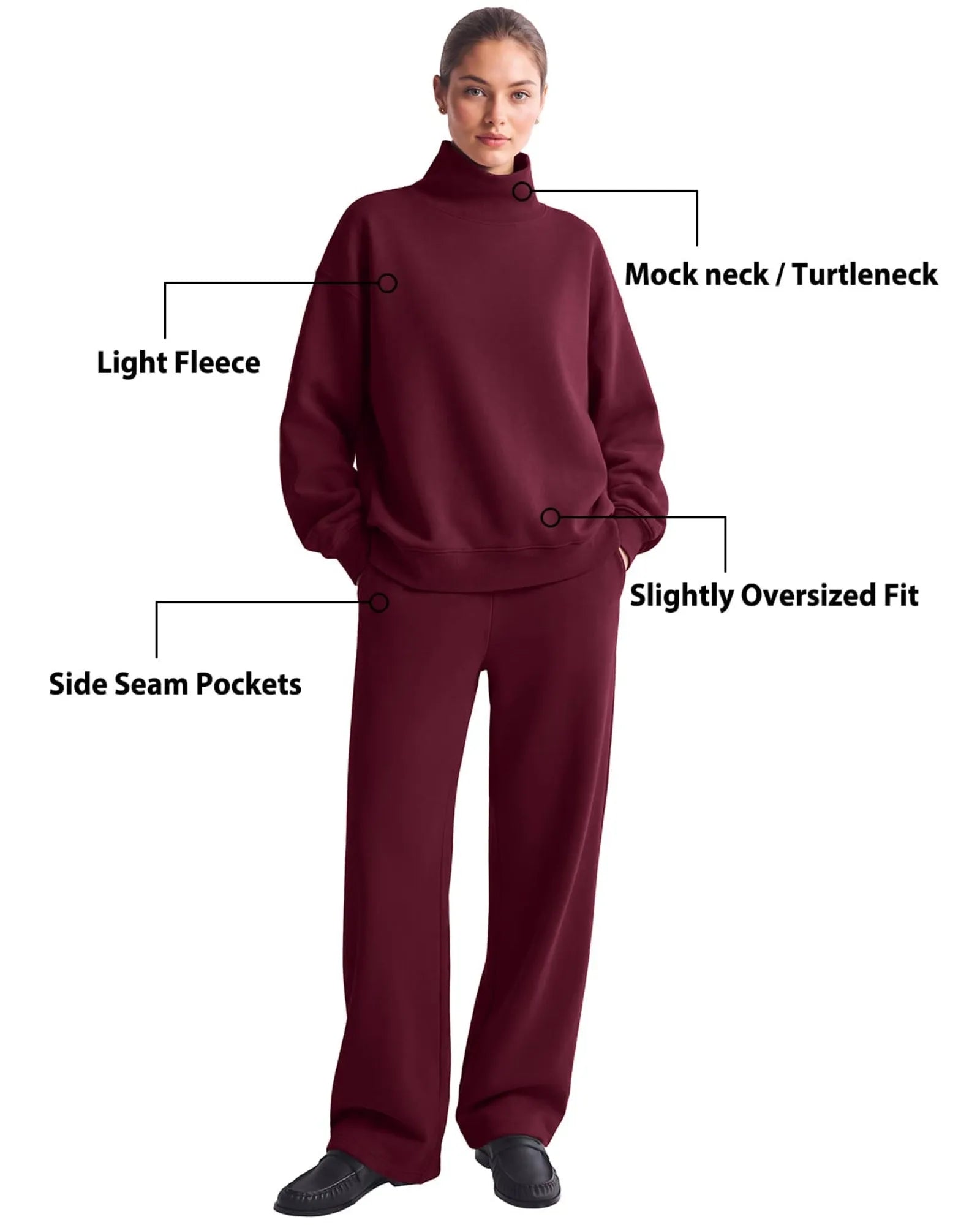 Mock Neck Sweatsuits Lounge Outfit