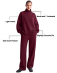 Mock Neck Sweatsuits Lounge Outfit