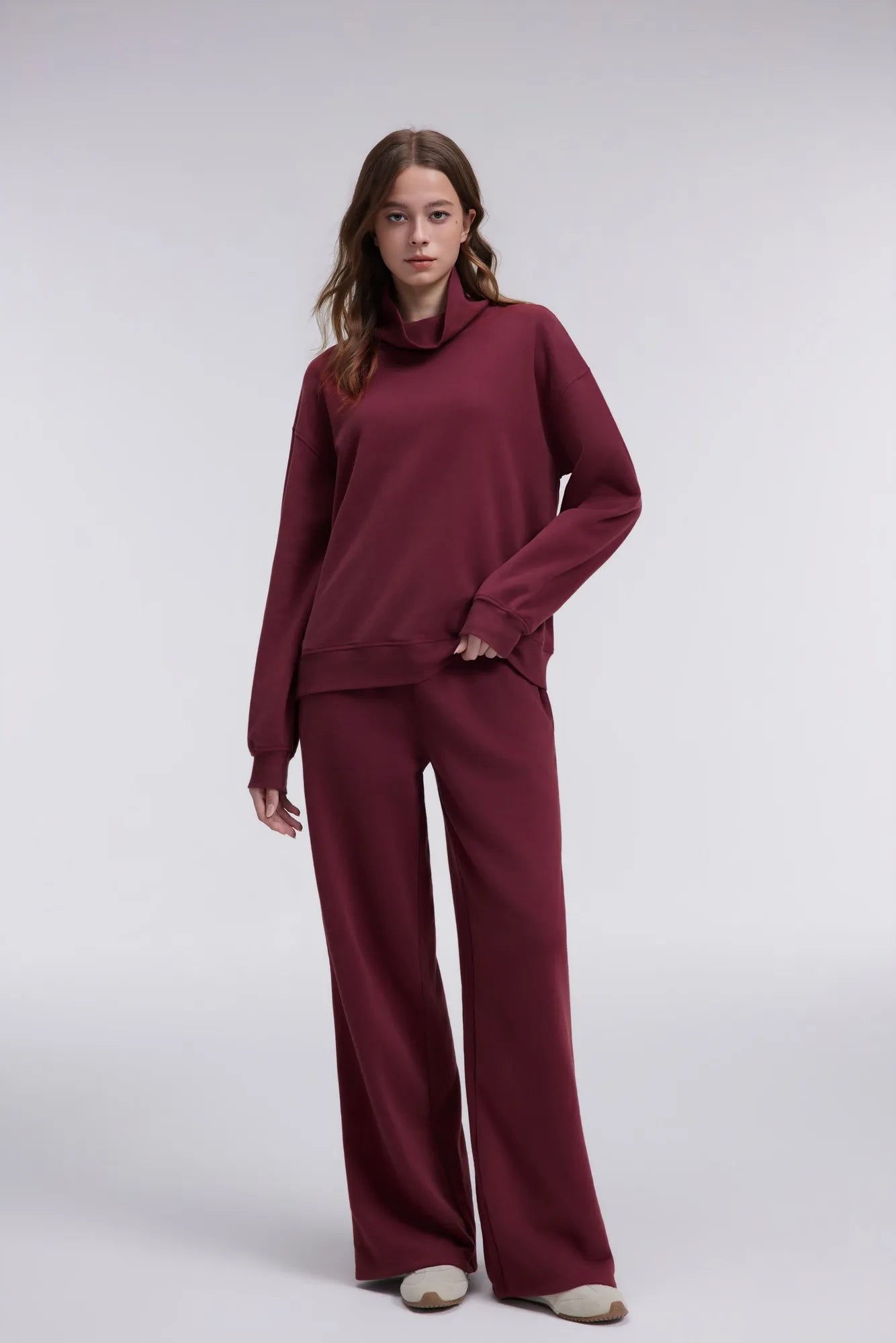 Mock Neck Sweatsuits Lounge Outfit