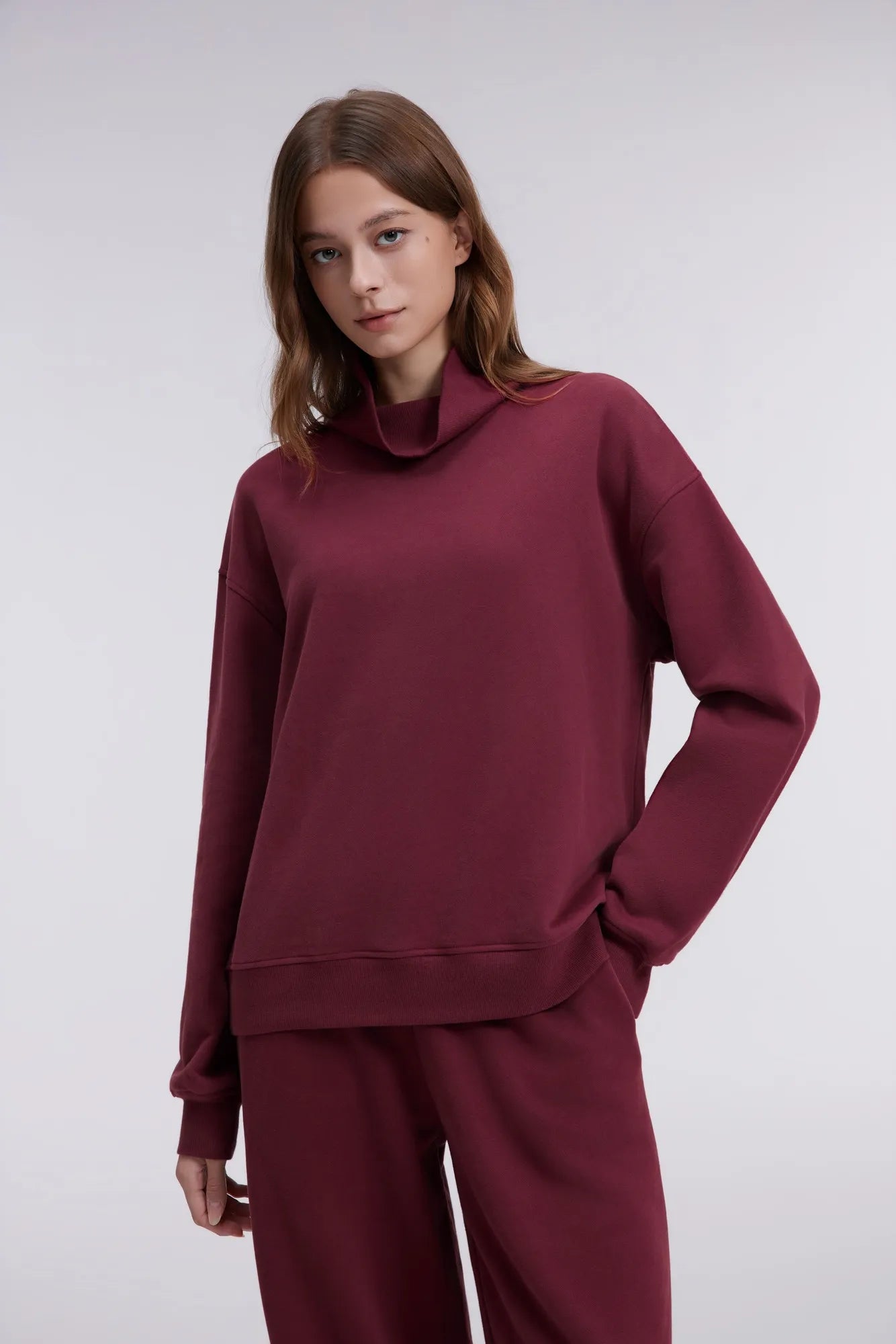 Mock Neck Sweatsuits Lounge Outfit
